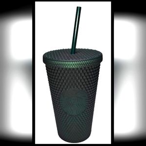 New Starbucks 2022 Matte Dark Green Soft Touch Studded Cold Cup Grande 16oz
